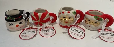 Mr. Christmas Mini Taza Adornos Mrs Claus Papá Noel Muñeco de Nieve Menta 2025 Foto 1 de 4