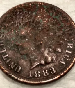 1883 Indian Head Cent Penny 1C - F Grade - #13577 - rough - Picture 1 of 4