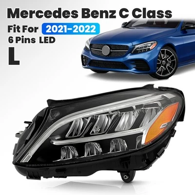 6-Pins LED Headlight For 2021 2022 Mercedes Benz C Class w/o Cornering Lamp Left Foto 1 de 4