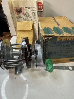Penn JigMaster 500 501 501M Jigmaster Jr. Suministros de herramientas de certificado de caja Foto 1 de 4
