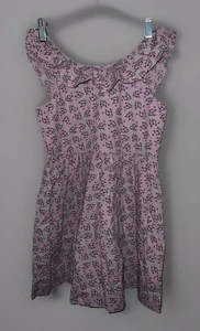 J.Crew Crewcuts GIRLS Ruffle Neck Line Sleeveless Dress Purple Floral Sz 7 - Picture 1 of 4