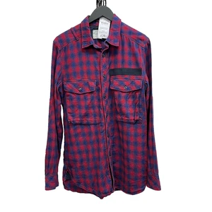 G-Star RAW Red Blue Plaid Type C Straight Long Shirt Size L - Picture 1 of 8
