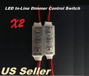 2PC Mini 12V LED DIMMER SWITCH MODULE W/ ON/OFF/DIMMER FLASH MODE IN-LINE - Picture 1 of 6
