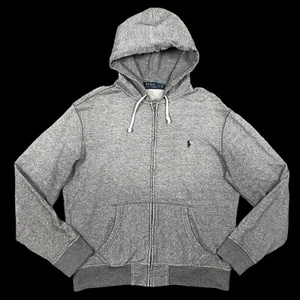 Polo Ralph Lauren Hoodie Herren Large grau durchgehender Reißverschluss Pony REVERSE STITCH Fleece gebraucht, in einwandfreiem Zustand - Bild 1 von 11