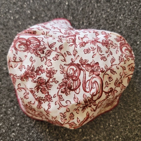 Longaberger Liner for the Little Love Heart Basket Red Scalloped Fabric•EUC Cover