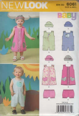 Sewing Pattern  New Look 6061 Baby Outfits Rompers Dresses Hats Pants - Image 1 of 3