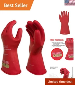 Size 10 Insulating Gloves - Red Rubber | 500V AC Protection for Electrical Work - Picture 1 of 9