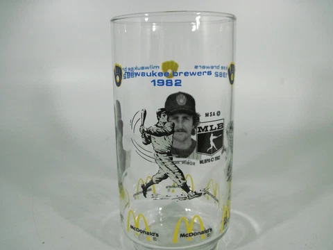 VTG 1982 Milwaukee Brewers McDonald's Libbey Glass Robin Yount Ben Oglive Cover