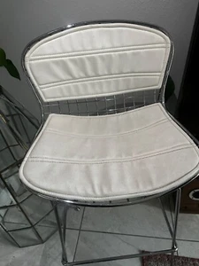 Vintage Harry Bertoia by Knoll Chair White Cushion Pads for side/bar stool - Picture 1 of 3