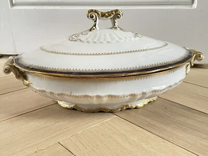 Superbe légumier en porcelaine de Limoges Théodore Haviland - décor bleu & or - Picture 1 of 7
