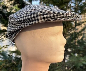 Pendleton Large PLAID English Flat Top Cap: Wool •Newsboy Hat •Black White Brown - Picture 1 of 9