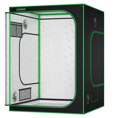 VIVOSUN S558 5'x5' Indoor Grow Tent Mylar 100% Reflect 60"X60"X80" 6-10 Plants - Image 1 of 4