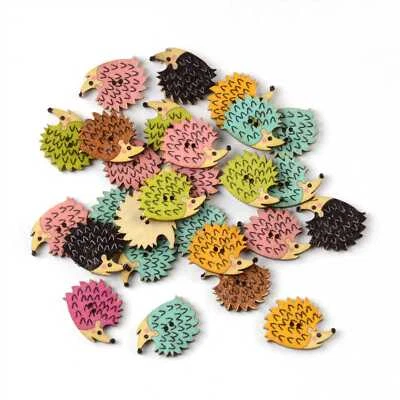 30pcs Hedgehog Series Wood Buttons for Sewing Scrapbooking Crafts Handmade Decor - Image 1 of 4