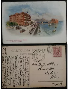 c. 1906 Italy Postcard-Royal Des Etrangers Hotel ties 10c stamp cd Napoli - Picture 1 of 3