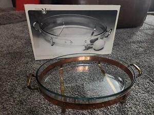 Nils-Johan Sweden Pyrex England Casserole Dish Copper And Brass Stand - Picture 1 of 8