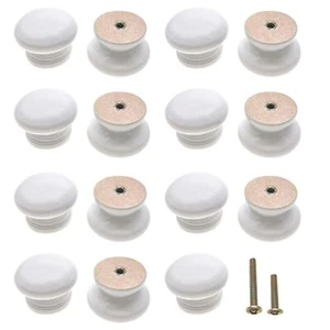 15Pcs White Wood Knobs Drawer Knobs Vintage Mushroom Shape Wooden Dresser Kno... - Picture 1 of 6