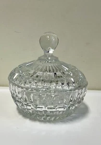 Vintage Crystal Cut Glass Trinket Dish Bon Bon Dish Round with Lid 10x12cm Tall - Picture 1 of 6