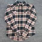 Wrangler Wrancher Shirt Women Large Black White Plaid Pearl Snap Flannel Rodeo