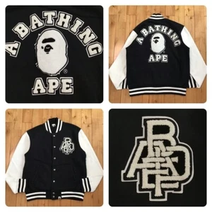 BAPE college logo sweat varsity jacket a bathing ape NIGO Size M - Picture 1 of 10