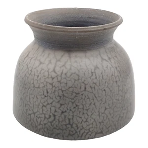 Handmade Signed Raku Pottery Vase - 4.5" Small Gray Crackle Glaze Asian Japanese - Picture 1 of 8