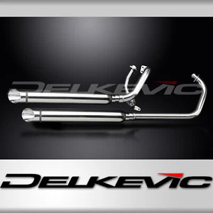 YAMAHA XV125 XV250 VIRAGO 88-17 FULL 2-2 EXHAUST 550mm CUSTOM SILENCER SLASH CUT - Picture 1 of 5