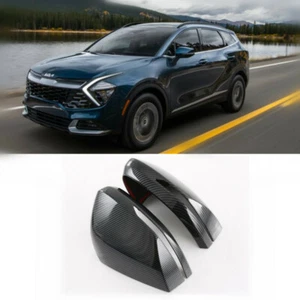 Carbon Fiber 2PCS Side Rearview Mirror Cap Cover Trim For Kia Sportage 2022-2024 - Imagen 1 de 7