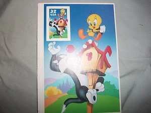 #3205 Sylvester & Tweety Special Die Cut & Imperf Stamp MNH VF 32 CENT SINGLE - Picture 1 of 3