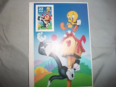 #3205 Sylvester & Tweety Special Die Cut & Imperf Stamp MNH VF 32 CENT SINGLE - Image 1 of 3