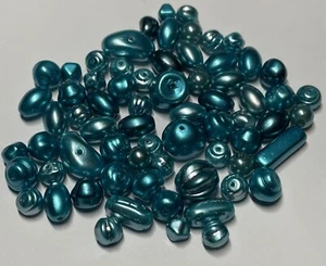 28g of Turquoise Pearl Glass Bead Soup Mixed Type 6-14mm - Picture 1 of 8