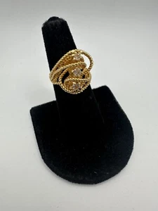 Vintage 18K HGE Crystal Ice Rhinestone Statement Cocktail Ring Size 9 1/2 NOS - Bild 1 von 3
