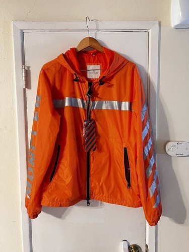 OFF WHITE Giacca Moncler Off White Gangui Logo Riflettore Nylon Zip Arancione