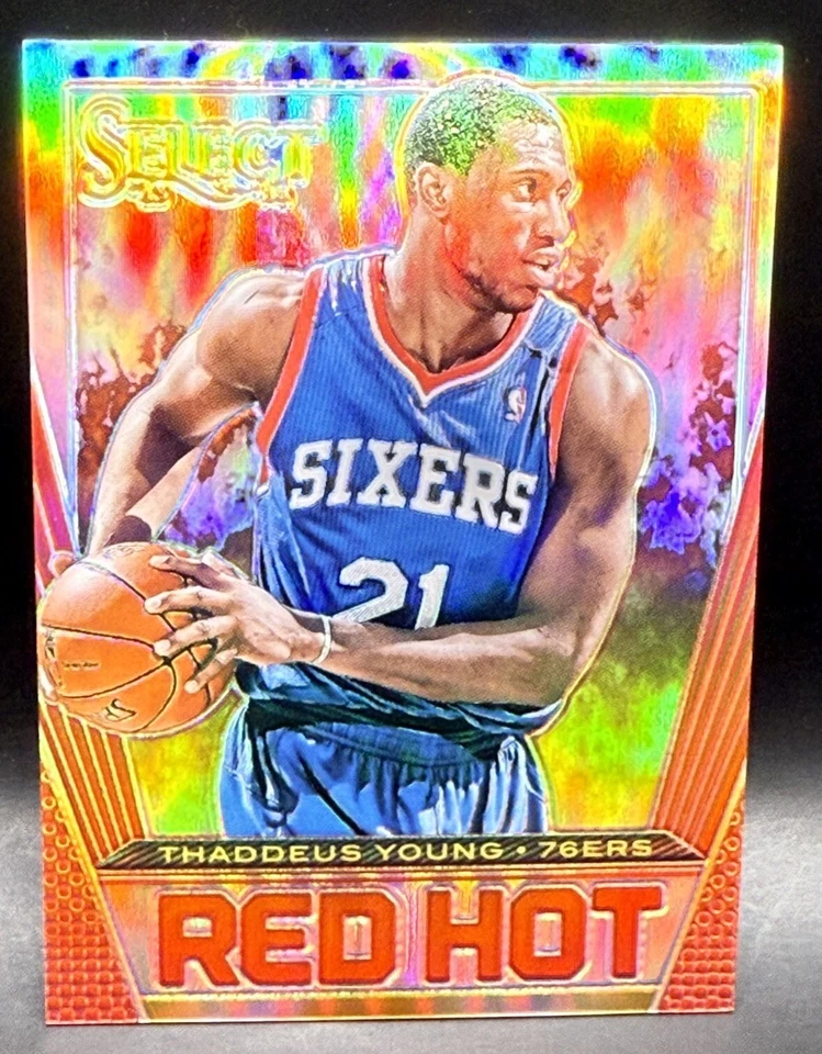 2013-14 Panini Select Red Hot Thaddeus Young 18/25 Holo Refractor NM Sixers RARE - Image 1 of 4