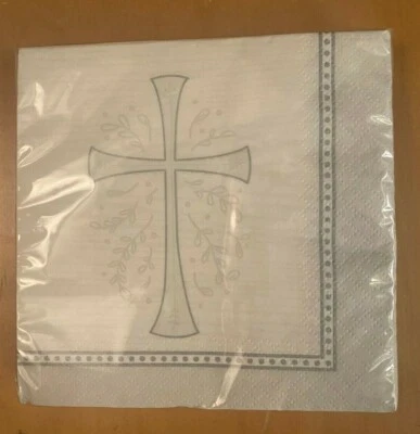 Divinity Silver Pattern Communion/Baptism/Confirmation Beverage Napkins 16 -2Ply - Image 1 of 2