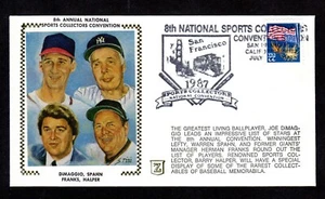 1987 8th SPORTS COLLECTORS CONVENTION CACHET Joe DiMaggio Warren Spahn NM-MINT - Bild 1 von 1
