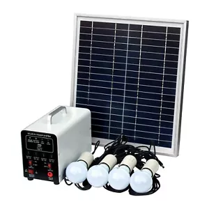 15W Off-Grid Solar Lighting System with 4 LED Lights, Solar Panel and Battery - Picture 1 of 1