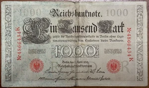 π΅ 2x Reichsbanknote β 1000 Mark Berlin β 21. April 1910 - Picture 1 of 5