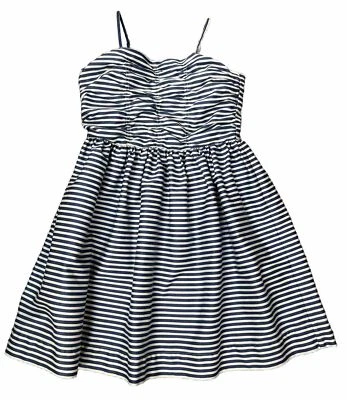 Polo Ralph Lauren 意大利面肩带蓝色白色条纹连衣裙女孩 14 航海 — 第 1/4 张图片