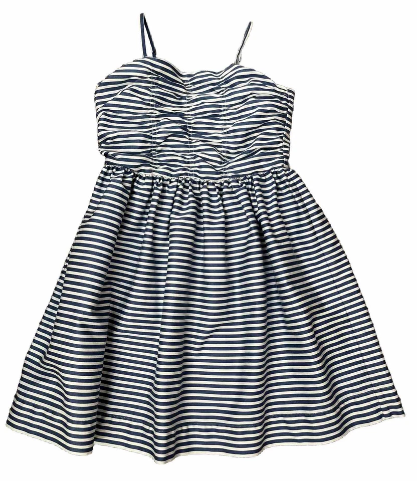 Polo Ralph Lauren 意大利面肩带蓝色白色条纹连衣裙女孩 14 航海 — 第 1/4 张图片