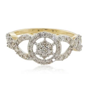 Cluster Halo Infinity Bridal Diamond Engagement Ring 10k Yellow Gold 0.69ct - Picture 1 of 5