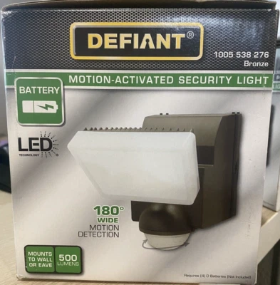 Defiant 180-Degree Bronze Single Battery Motion Sensor Outdoor Integrated LED F - Image 1 of 2