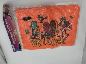 Vintage Halloween Screaming Door Mat Welcome Monsters Frankenstein Mummy - Picture 1 of 4
