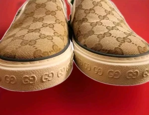 Gucci Tennis 1977 Slip-On Sneakers Beige/Ebony/White GUCCI-8 US-8.5 EU-42 UK-8.5 - Picture 1 of 17