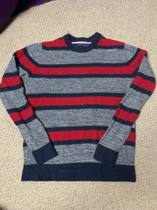 Tommy Hilfiger Pullover Knit Sweater Mens Size Small Cotton Jumper Striped Long - Picture 1 of 6