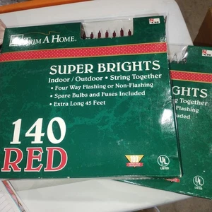 Trim A Home superhelle Weihnachtsbeleuchtung Innen Außen 1 rot 1 klar Vintage Kmart - Bild 1 von 5