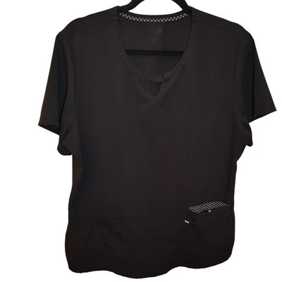 KOI женщин черный скраб Топ Snap шеи двойной карман навсегда бесплатный стиль 1008 большой - Изображение 1 из 4