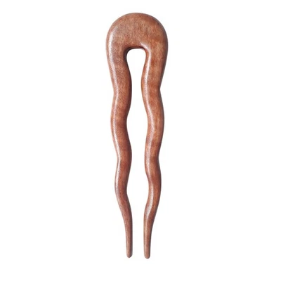 Wooden Amber Wayvy Hair Pin, Hair Fork, Hair Stick, Hair Accessory Handmade 5" - Image 1 of 2
