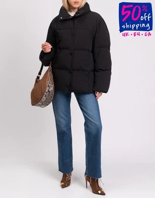 RRP €595 STAND STUDIO Sally Down Puffer Jacket FR40 US8 UK12 L Oversized Black - Image 1 of 4