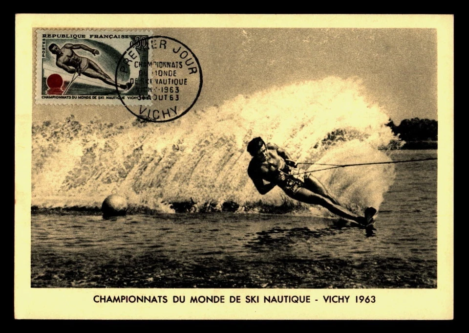 DR WHO 1963 FRANCIA FDC ESQUÍ ACUÁTICO DEPORTES TARJETA MÁXIMA R15185 Foto 1 de 2