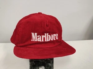 Cappello berretto snapback vintage Marlboro sigarette rosso velluto a coste anni 80 90 bello! - Foto 1 di 7