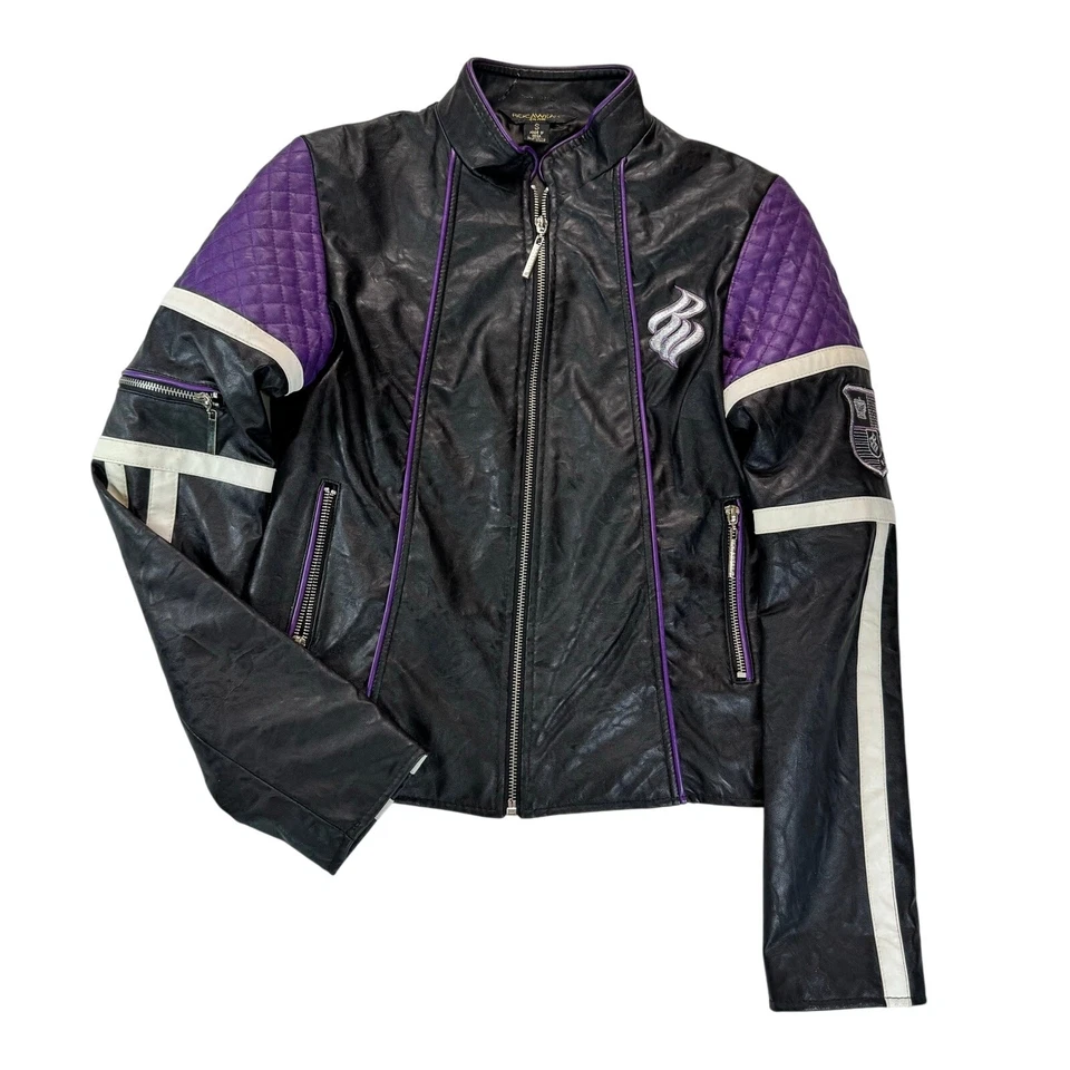Chaqueta De Colección Rocawear Moto Negra Púrpura Parche Acolchado Mujer S XS/S Y2K Ropa de Calle Foto 1 de 4